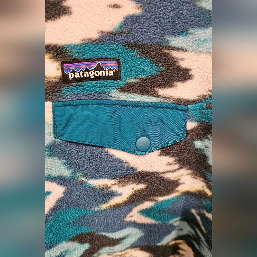 **Rare** Patagonia Women's Synchilla Snap-T Fleece Blue Cream Aztec--Size Small - Picture 3 of 8